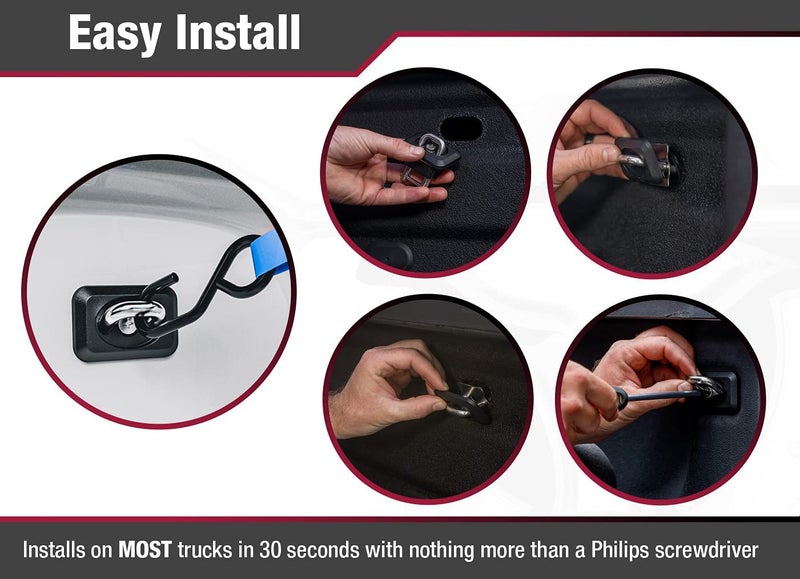 Bull Ring Inner Bed Retractable Truck Bed Tie Down Anchors, Built for 2007+ Chevy Silverado & GMC Sierra, 2015+Chevy Colorado&GMC Canyon. Mounts in Truck Bed Stake Pockets, Easy Installation (1 Pair) - Image 3